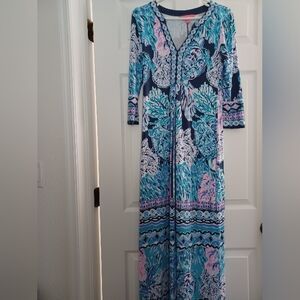 Lilly Pulitzer Melli Size XS Blue and Pink Maxi Dress
